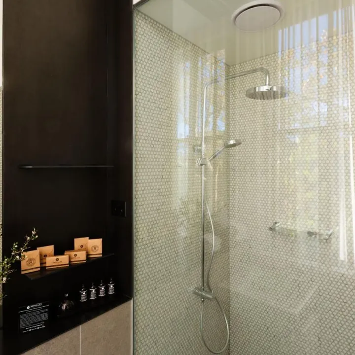 Rain shower in a guest bathroom